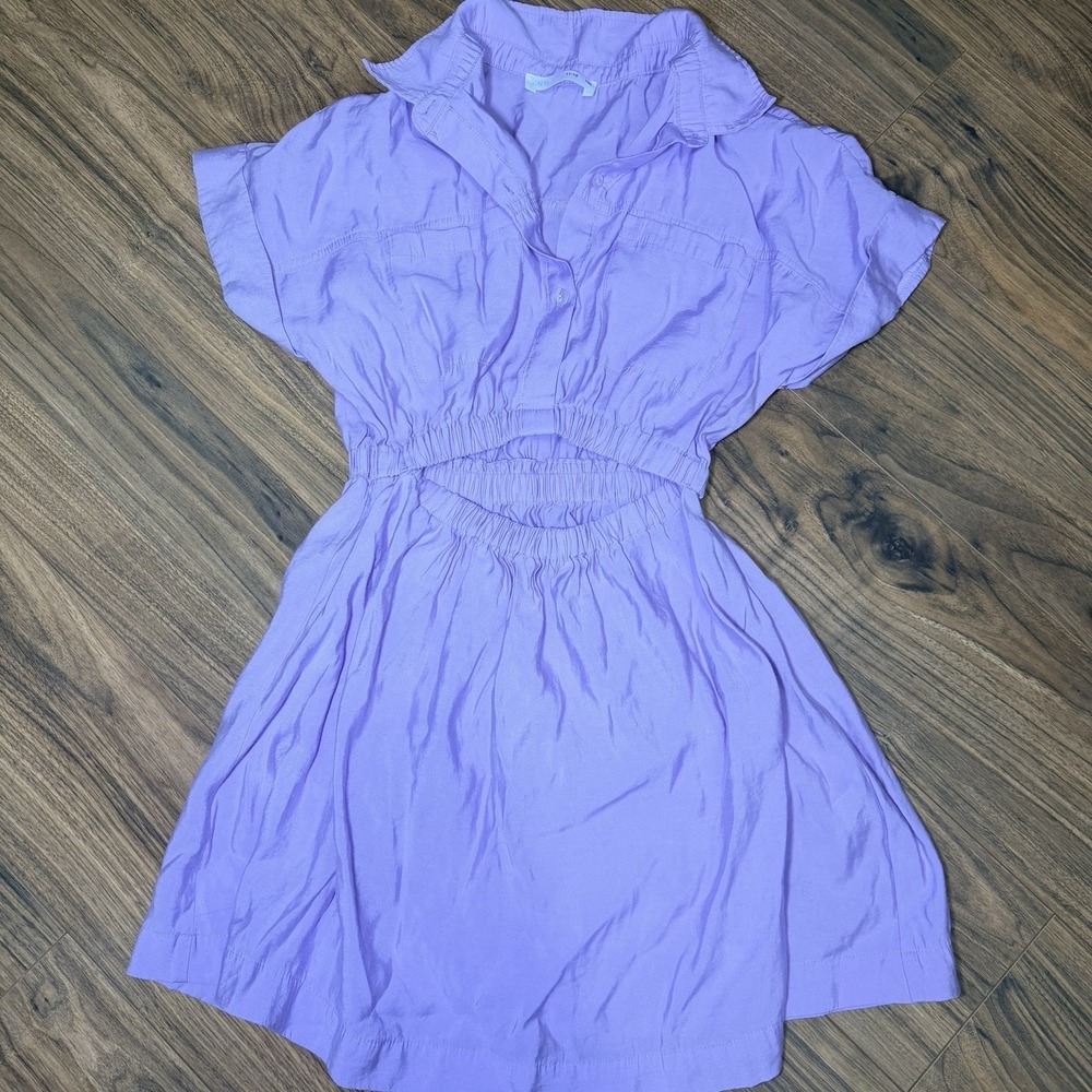 Zara Girls 11/12 Lavender Purple Button Front Dress Cut Out